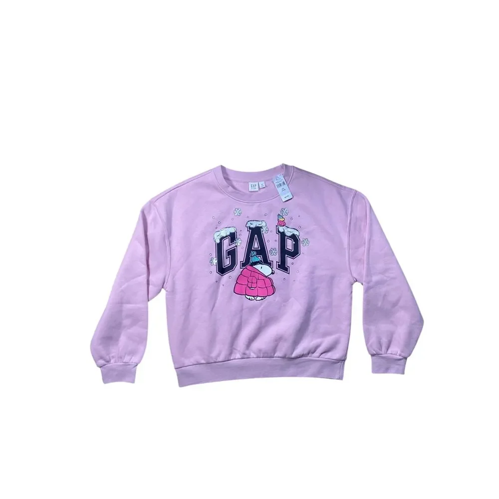 Gap Kids Peanuts Snoopy Holiday Sweatshirt XXL 14–16 NWT Winter Pink GAP